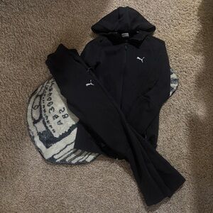 Puma Black Full-Zip Hoodie with Small White Logos